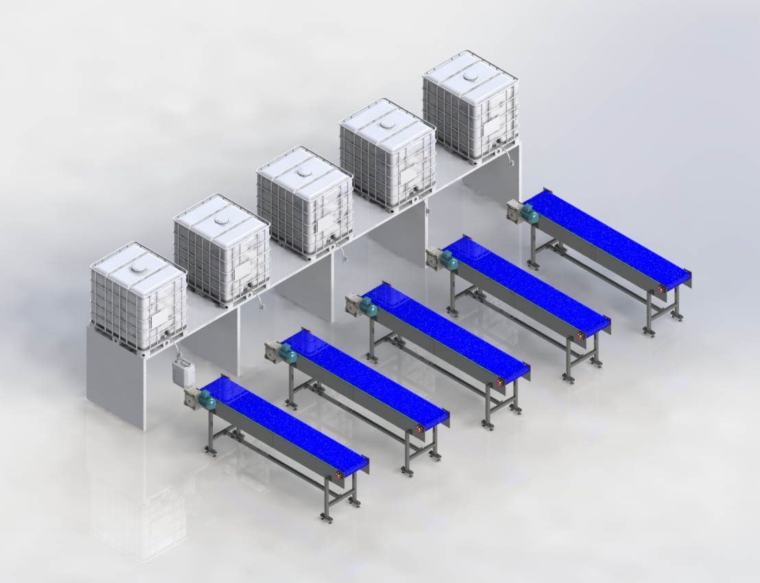 Esteiras para transporte de produtos químicos e posterior paletização