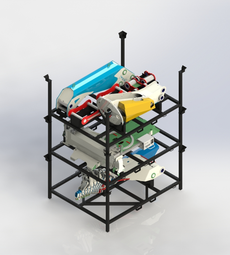 Racks de armazenamento e transporte de conjuntos montados